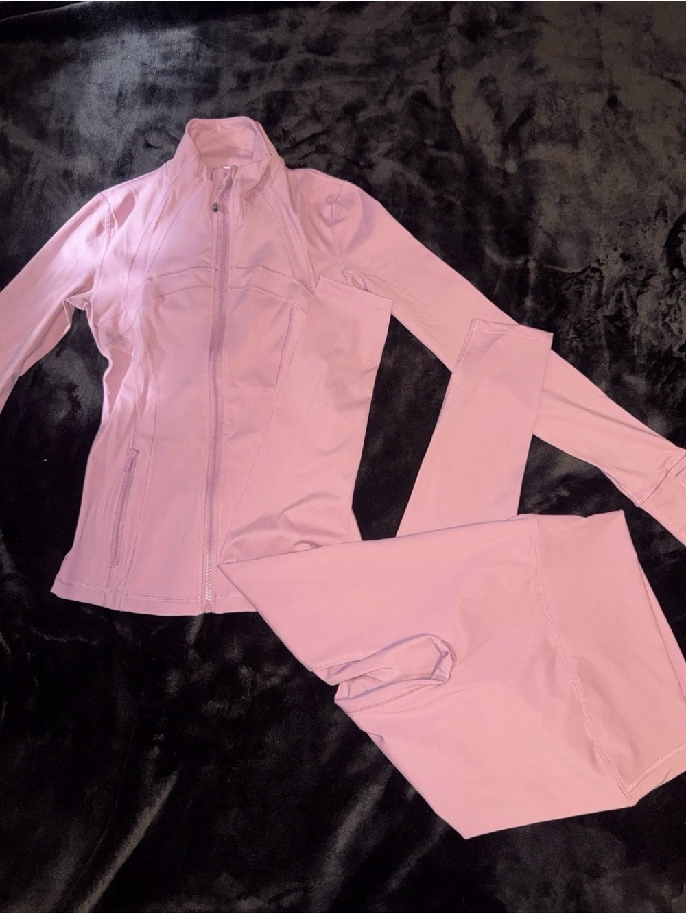 lululemon athletica Light Pink Zip Jacket with Matching Leggings text 5045474637